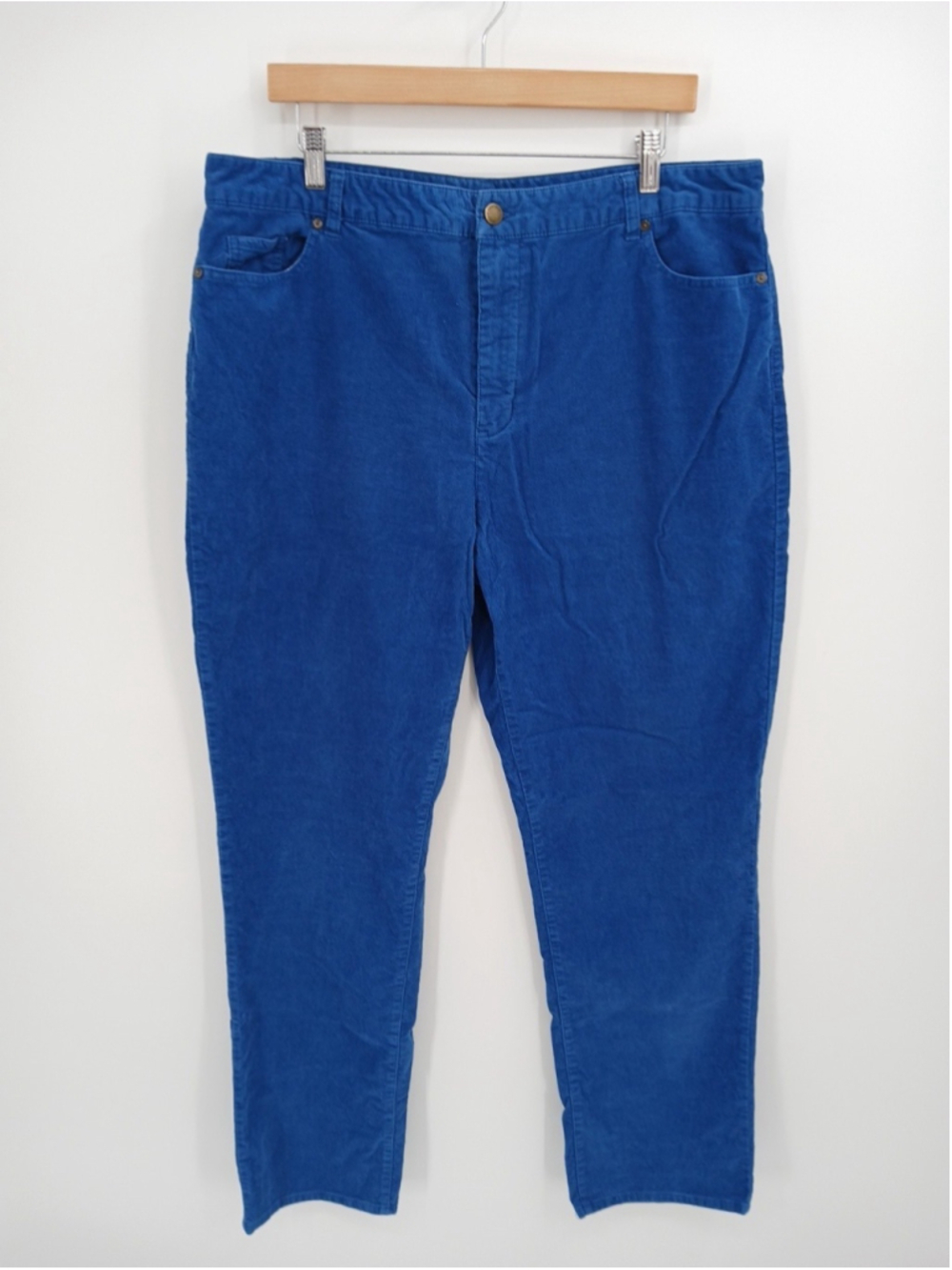 Coldwater Creek Blue Corduroy Pants Size 16 Inseam 31" Tall Cotton Blend
